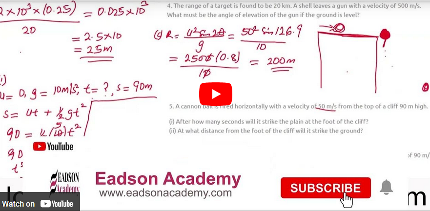 a canon is projected with a velocity