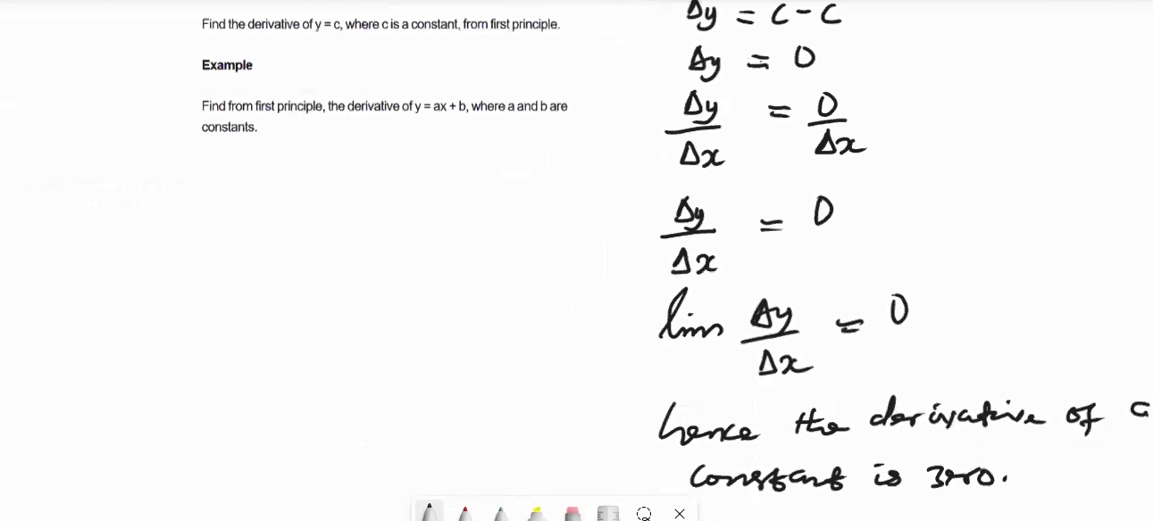 derivative of a constant is zero